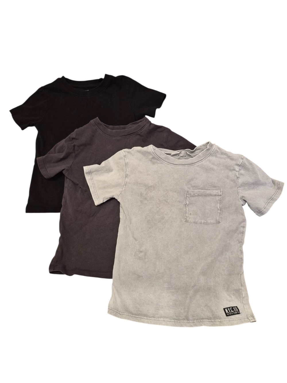 H&M Kids Short Sleeve Pocket Tees - Black, Charcoal & Light Gray